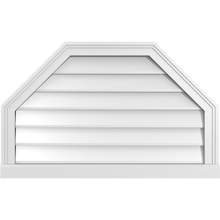 Ekena Millwork Octagonal Top Surface Mount PVC Gable Vent w/ 2"W x 2"P Brickmould Sill Frame, 32"W x 20"H GVPOT32X2003SN
